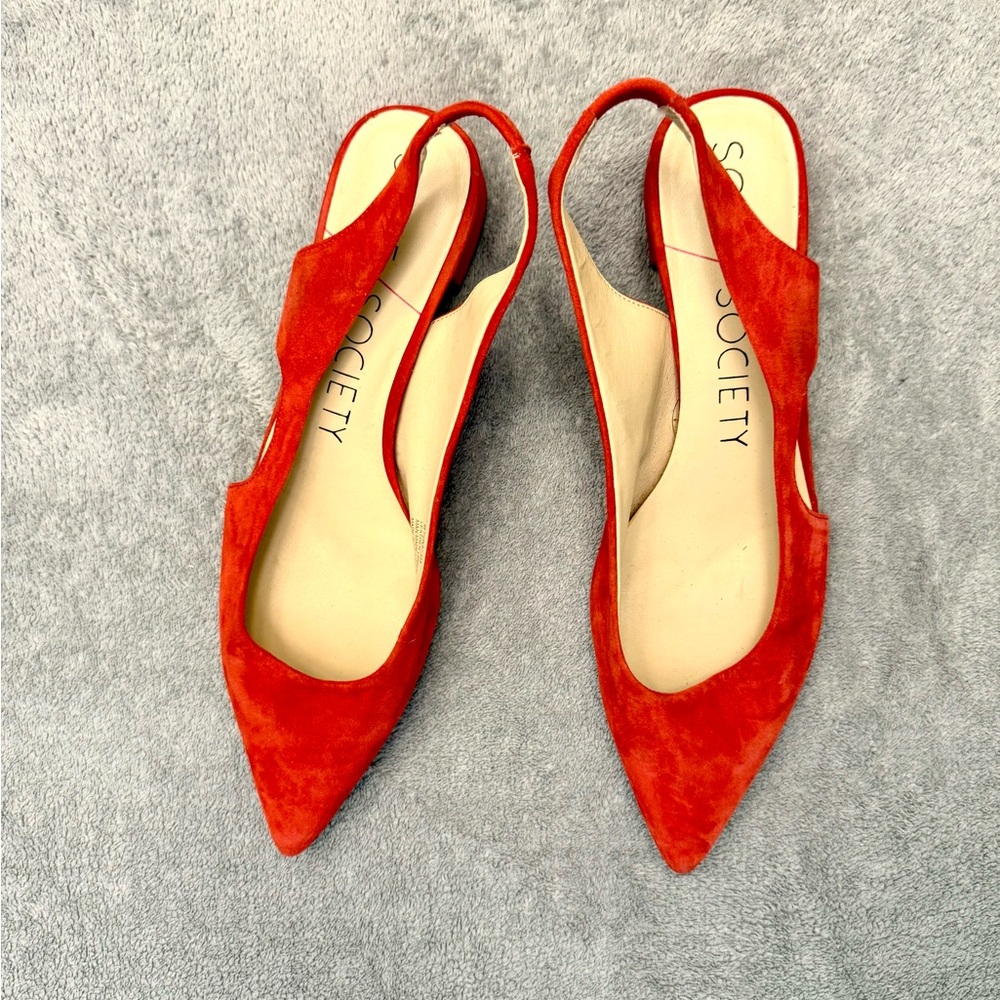 Sole Society Fiery Red Suede Heels. 1.5 inch heels.
